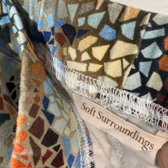 Soft Surroundings Pants Womens XS Multicolor Mosaic Print Leggings Blue 2BB56 - Picture 4 of 9